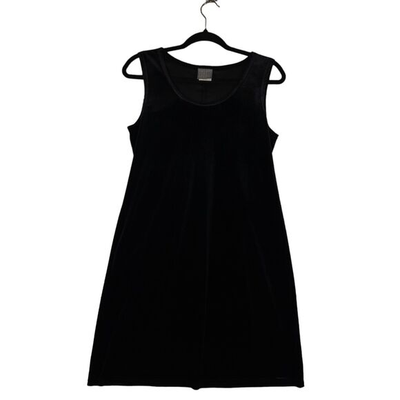 Rabbit Designs Womens 8P Dress Black Velvet Midi Pullover Sleeveless Shift - Picture 1 of 11